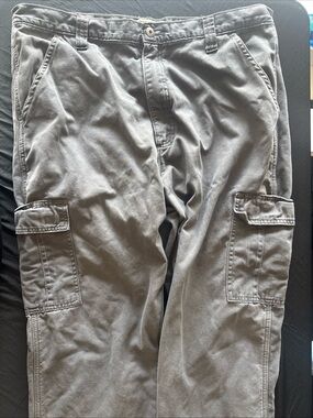 Wrangler Authentics Men's Fleece Lined Cargo Pants 38x32 Gray Winter Workwear